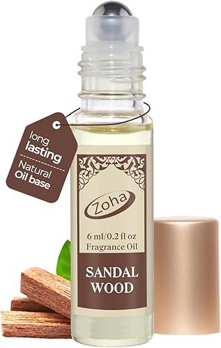Zoha Sandalwood | Roll on Perfumes for Women & Men | Alcohol-free Woody Perfume Oil | Travel Size Long Lasting Fragrance | 6ml Roller