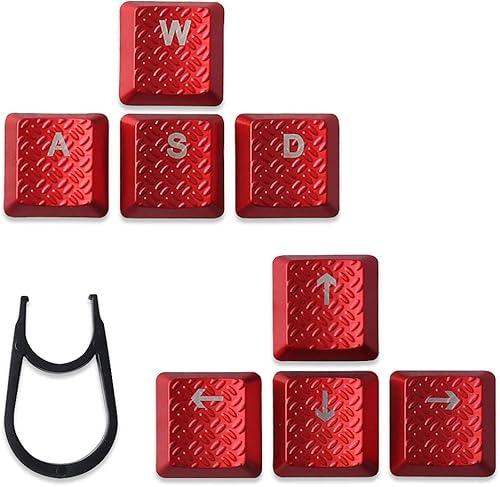 HUYUN Texture Tactility Backlit Keycaps Replacement for GL Tactile Switch Logit G813/G815/G913/G915 TKL RGB Mechanical Gaming Keyboard (WASD+Arrow Keys Red)