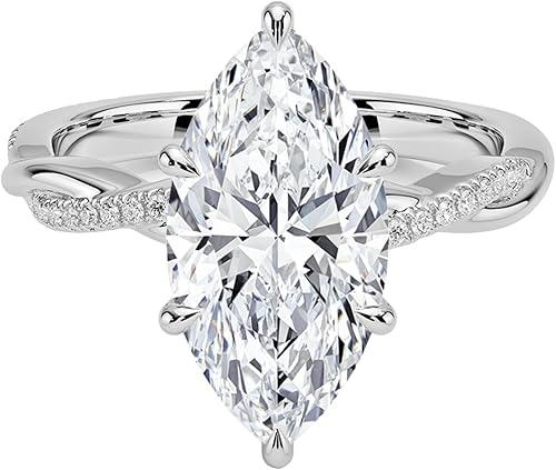 1-5 CT Marquise Moissanite Engagement Ring Colorless VVS1 10K 14K 18K Solid Gold & 925 Sterling Silver Twisted Vines Moissanite Ring Christmas Gift For Women