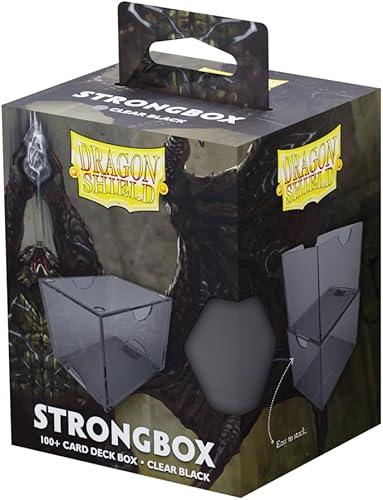 Dragon Shield Strongbox Deck Box Clear Black, Holds 100+ Double Sleeved Cards, Acrylic TCG Storage Case, Vacuum Seal Closure, Stackable, Display Lid, 83.5 x 106 x 75.5 mm