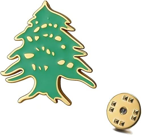 Dreamtimes Cedar of Lebanon Brooch for Women Men Stainless Steel Eternal Tree of Life Lapel Pin Symbol of Strength & Resilience Badge for Jacket Coat Scarf Bag