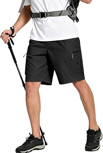 Men's Outdoor Hiking Cargo Shorts with Zipper Pockets Quick Dry Lightweight Tactical Shorts for Camping