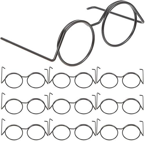 DOITOOL Mini Doll Glasses Set, Metal Wire Rimmed Eyeglasses for Doll Dress Up Accessories, Perfect for Crafts And Decoration