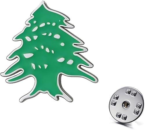 Dreamtimes Cedar of Lebanon Brooch for Women Men Stainless Steel Eternal Tree of Life Lapel Pin Symbol of Strength & Resilience Badge for Jacket Coat Scarf Bag