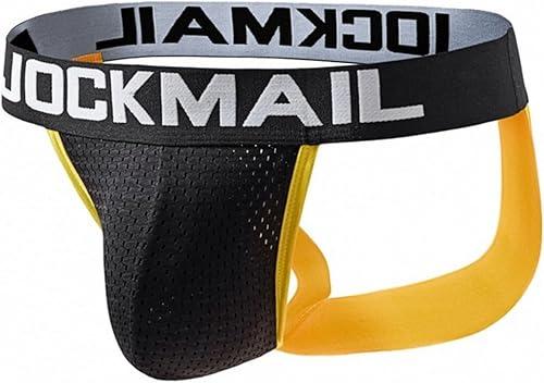 JOCKMAlL Men's jockstrap Athletic Supporter 3D Pouch Thong Underwear Wide Belt Mesh Underwear Jock Strap