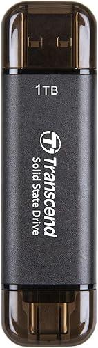 Transcend ESD310 1TB External SSD, Up to 1,050MB/s, Dual USB Drive for iPhone17,16,15, iPad&Mac/Pixel10/Tesla/Steam Deck/ROG Ally/MSI Claw/Android/PS5, 2-in-1 Type C &A, USB 3.2 Gen2 Portable SSD