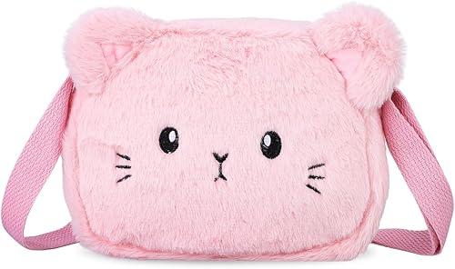 NOLITOY Cute Plush Bag for Girls, Kawaii Shoulder Purse Toddler Soft Small Purse with Adjustable Strap and Secure Zipper for Everyday Use