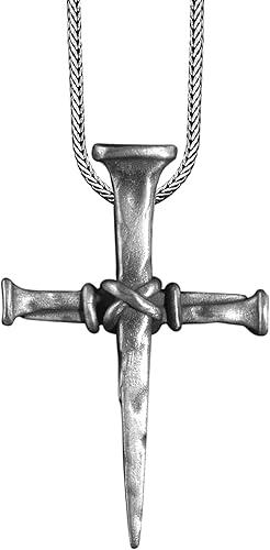 BySilverStone - Cross of Nails Necklace in Silver for Men, Christian's Unique Pendant Gift Jewelry