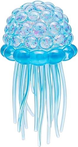 Jellyfish Squeeze Toys,Jellyfish Squishy,Jelly Fish Squeeze Stress Ball,Ultra Squishy and Moldable Slow Rise,Sensory Toy with A Super Solid Squish for Adult 01-Blue