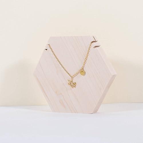 Wooden Necklace Display Stand for selling, White Hexagon Jewelry Holder for Show, Necklace Retail Jewelry organizer photography props【Hexagon Necklace holder-small-White】