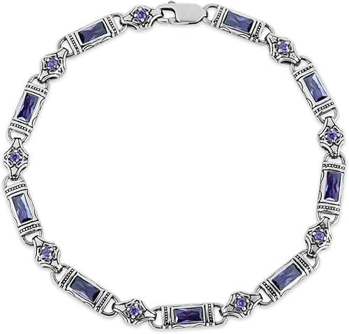 Men Handmade Amethyst Gemstone Chain Bracelet, Purple Gemstone Link Men Bracelet, Byzantine Chain, Gift For Men