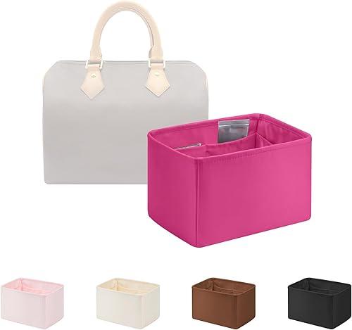 Purse Organizer Insert for Luxury Bag, Lightweight & Soft Satin Fabric with Pockets, Ideal for Travel, Shopping, and Daily Use, Multicolor Options, Fits Speedy 30(Rose shocking, Speedy30)