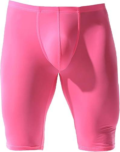 YUFEIDA Men's Compression Half Tights Leggings Sheer Swimwear Shorts Trunks Pant