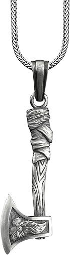 BySilverStone - Viking Axe Necklace for Men, Scandinavian Inspired Unique Pendant Jewelry in Silver