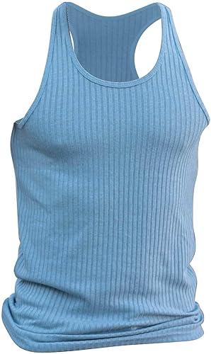 JOFOW Ribbed Tank Tops for Men Sleeveless Muscle Fit Racerback Vest Shirts Athletic Workout Gym Sport Tops