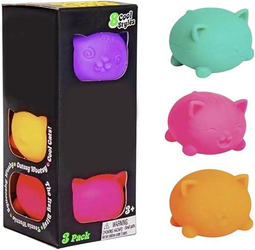 4pcs Cats Squeeze Squishy Toys,Cool Cats Stress Fidget Toys Stress Balls Squeeze Squishies Anxiety Stress Relief, Slow Rising Squishy Stress Sugar Balls Sensory Toy (#02-3pcs)