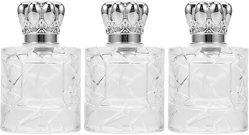 Amosfun 3pcs 50ml Glass Perfume Bottles with Silver Cap, Refillable Spray Atomizer Bottles for Travel, Portable Empty Fragrance Sample Vials and Decant Holder