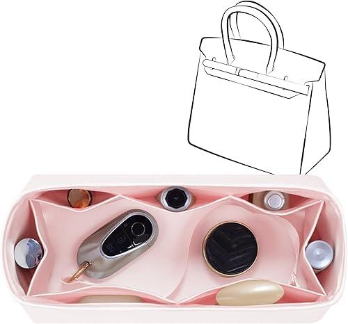 3-Piece Set Silky Bag Insert Fit for Birkin 25/30/35, Lightweight and Silk Touch (BK30 Retourne, Pink)