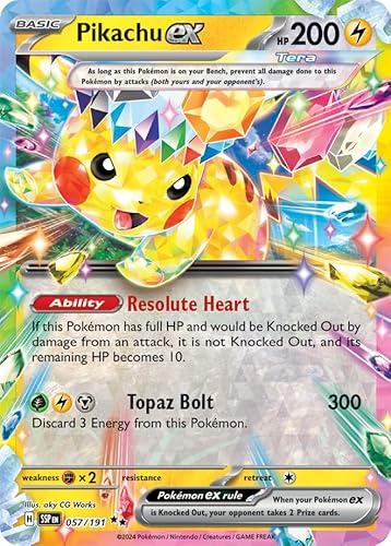 Pokemon - Pikachu ex 057/191 - Surging Sparks – Tera Double Rare – Foil Single Card