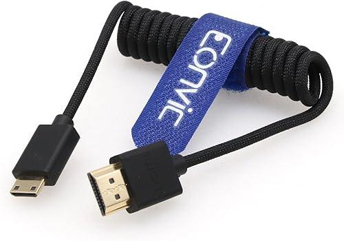 2.1 HDMI 8K HDMI Male to Mini HDMI Male Cable High Speed Extender Cable for Canon Nikon Panasonic GH3 Monitor (Black Coiled)