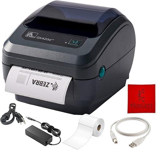 Zebra GK420D Direct Thermal Label & Barcode Printer – Ethernet/USB Connectivity – 1 Year Warranty – Includes 24V Adapter, 4x6 Labels, USB Cable & Microfiber Cleaning Cloth (Renewed)