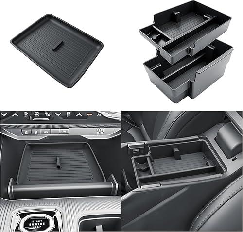 SKTU 3Pack for 2026 Jeep Cherokee Center Console Organizer for 2026+ Jeep Cherokee (Base/Laredo/Limited/Overland) Double Layers Console Tray & Wireless Charging Mat Jeep Cherokee 2026 Accessories