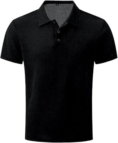 Breeze Capri Polo Shirt for Men Beer Belly, Stiff Collar Waffle Shirts for Golf Business Casual 2026