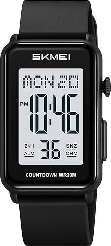 Gosasa Fashion Women’s Men's Digital Watch Unisex Big Numbers Dial Rectangular Face Waterproof Silicone Strap LED Watches