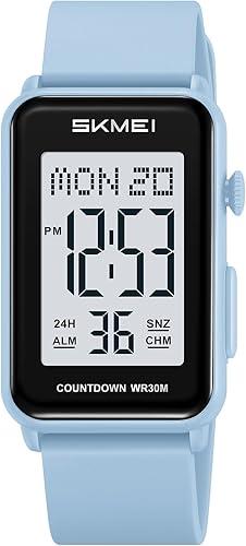 Gosasa Fashion Women’s Men's Digital Watch Unisex Big Numbers Dial Rectangular Face Waterproof Silicone Strap LED Watches