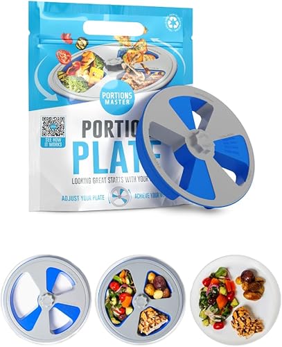 Portions Master All in 1 Adjustable Portion Plate, Bariatric Portion Control for Weight Loss, Meal Prep & Balanced Diet, Ideal for Bariatric Surgery Patients & Healthy Eating Plans