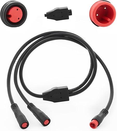 1T2 Y-Splitter Extension Wire with Julet Type 2pin Connector for Bike Headlight Cable (2pin, 24" in Length)
