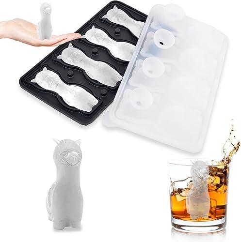 Alpaca Ice Cube Tray Mold - 3D Alpaca Shape Ice Cube Trays, Cute Ice Cube Molds for Whiskey Bourbon, 4-Hole Large Fun Shapes Ice Cube Trays, Funny Alpaca Gifts for Alpaca Lovers Women Men