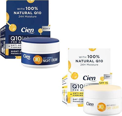 Set of 2 x 50 ml Cien Anti-Wrinkle DAY + NIGHT CREAM - with q10, Hyaluronic Acid & Vitamin E by Cien