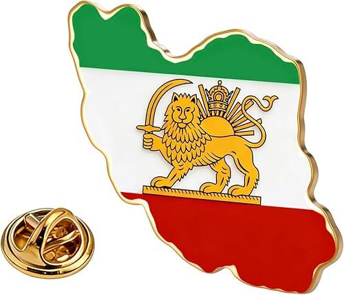 Persia Iran Flag Pin Bulk Stainless Stell Old Persian Iranian Lion Sun and Crown Lapel Brooch Heritage Jewelry Clothes Accessories Souvenir Series Badge Gifts