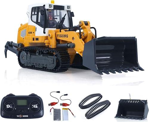 TOUCAN RC HOBBY 1/50 RC Tracked Loader Electric Lifting Radio Control Model Vehicle Metal Openable Bucket Tracks Ripper Soil Loosening Hook for Ages 14+