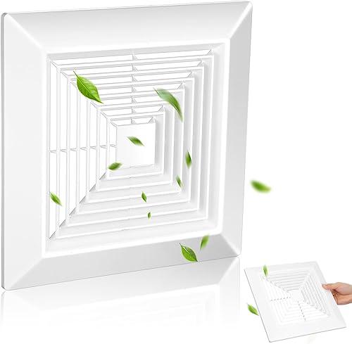White Square Bathroom Exhaust Fan Cover with Spring, 10. 5" x10. 5" Ceiling/wall Mounted Grille, Replacement Parts for Old Damaged Fan Covers, Air Diffuser Ventilation Hood