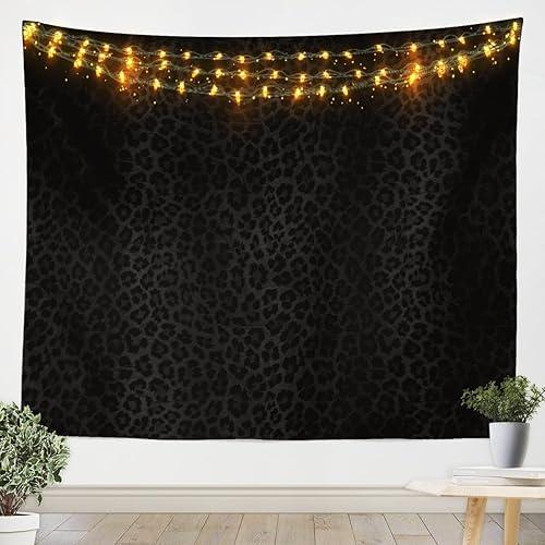 Feelyou Black Leopard Tapestry Cheetah Decor Wall Hanging Geometric Wall Tapestry African Safari Animal Tapestries Modern Abstract Pattern for Kid Boy Men Artwork, Medium 59"x59"