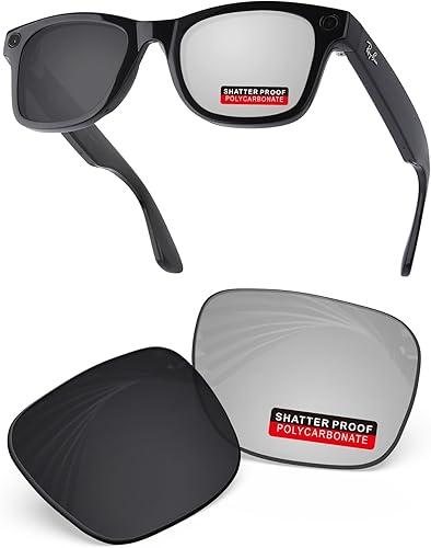 PRO+ Polycarbonate Replacement Lenses Compatible with Ray-Ban Meta Wayfarer RW4008 & Gen 2 RW4012 53mm Sunglasses