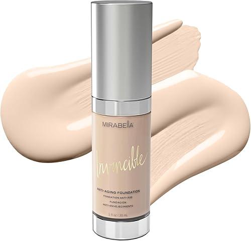 MIRABELLA - Invincible for All HD Liquid Foundation, Moisturizing Face Products for All Skin Types, Full-Coverage Lightweight Foundation Makeup, Moisturizing & Hydrating Beauty Care, Porcelain P00