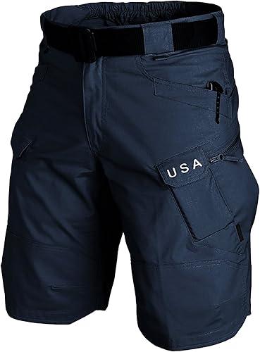 Men's Tactical Ripstop Shorts Outdoor Lightweight Work Flat Front Cargo Shorts Hiking Athletic Pants No Belt,S-5XL
