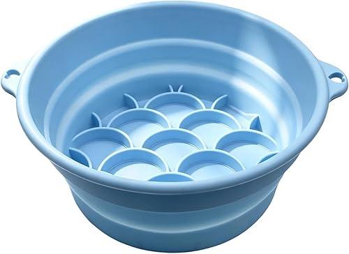Silicone Folding Facial Basin, Portable Cold Plunge Ice Bowl, 8.5x7.1 Inches Cooling Tub with Sturdy Handles, Skincare Bowl, Ice Bath with Space Saving Style, Beauty Tool for Travel