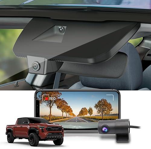 Fitcamx Front 4K+Rear 1080P Dash Cam Adapts for Toyota Tacoma & Hybrid 2024-2026, Integrated OEM Look, 2 Way HD Video, WiFi & APP, Loop Recording, G-Sensor, Night Vision, Easy to Use, 128GB Card