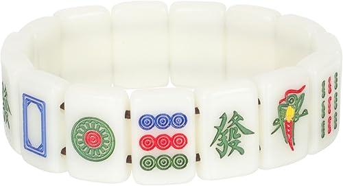 POPETPOP Chinese Mahjong Bracelet Creative Bangle: Mahjong Stretchy Bracelet with Box for Valentine's Day Unisex Women Men, 2. 55 X 2. 55 X 0. 71 in