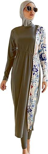 OBEEII Burkini Swimsuits for Women Full Coverage Long Sleeve Muslim Islamic Swimwear Burkini Bathing Suit with Hijab