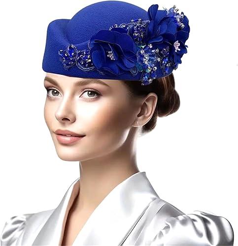 Vintage Flower Top Hat for Teaparty Fascinator Bowler 3D Flower Dome Formal Event Women Accessory Classical Hat