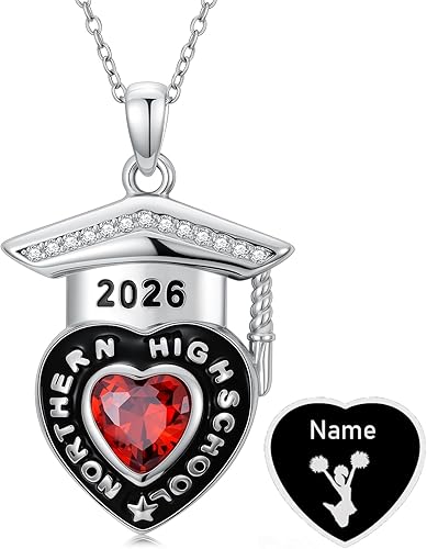 Personalized Birthstone Graduation Necklaces for Women Custom Bachelor Cap Class of 2026 Engraved NameCollege High School Graduation Gifts