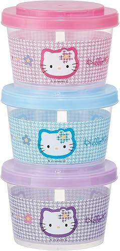 Skater SIJ3-A Sanrio Hello Kitty Khaohana Storage Container, Set of 3, 8.5 fl oz (240 ml), Side Dish, Made in Japan