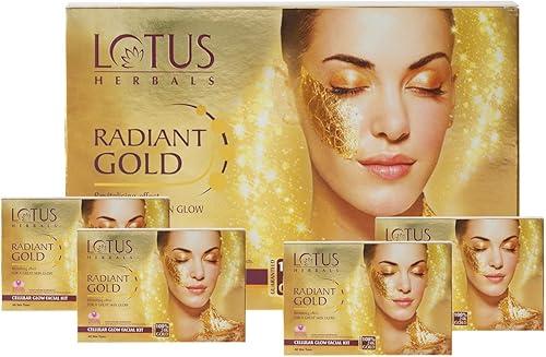 Radiant Gold Facial Kit with 24K Pure Gold and Papaya, 37g, 4 Easy Steps, 4 Uses