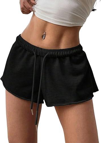 Shorts for Women Summer Casual Elastic Waist Drawstring Loose Biker Athletic Shorts Beach Running Workout Gym Short