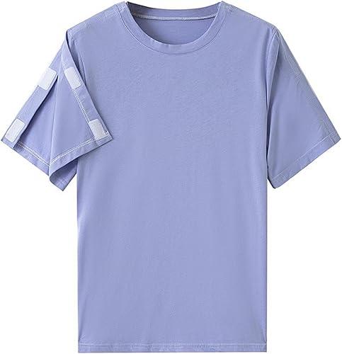 Shoulder Surgery Shirts for Women Crew Neck Short Sleeve Post Rotator Cuff Tops Shoulder Replacement Chemo Port Top